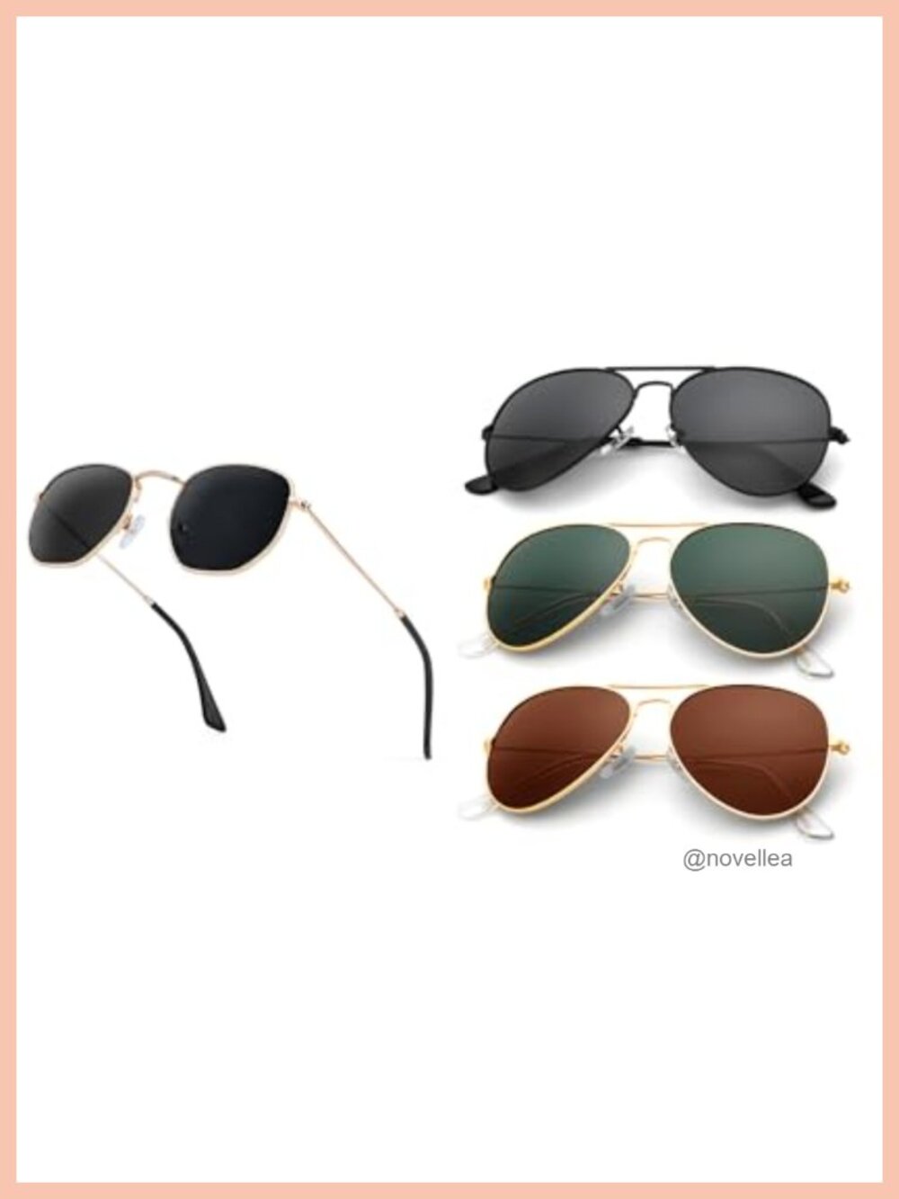Hexagon Women + Aviator Sunglasses UV400 Polarized